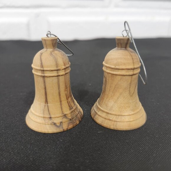 Vintage Holy Land Olive Wood Christmas Bells - Picture 4 of 5
